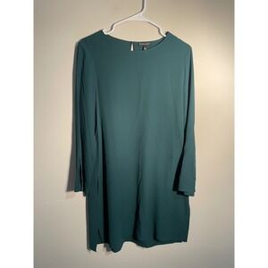 Eileen Fisher Women's Silk Georgette Round-Neck Tunic Pine Green Size Small